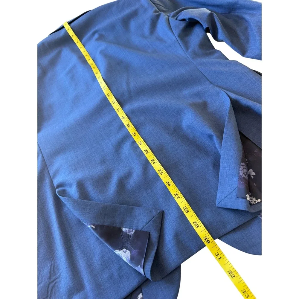 Indochino Mens Hemsworth Blue Blazer Jacket Custom Floral Lining‎ 100% Wool